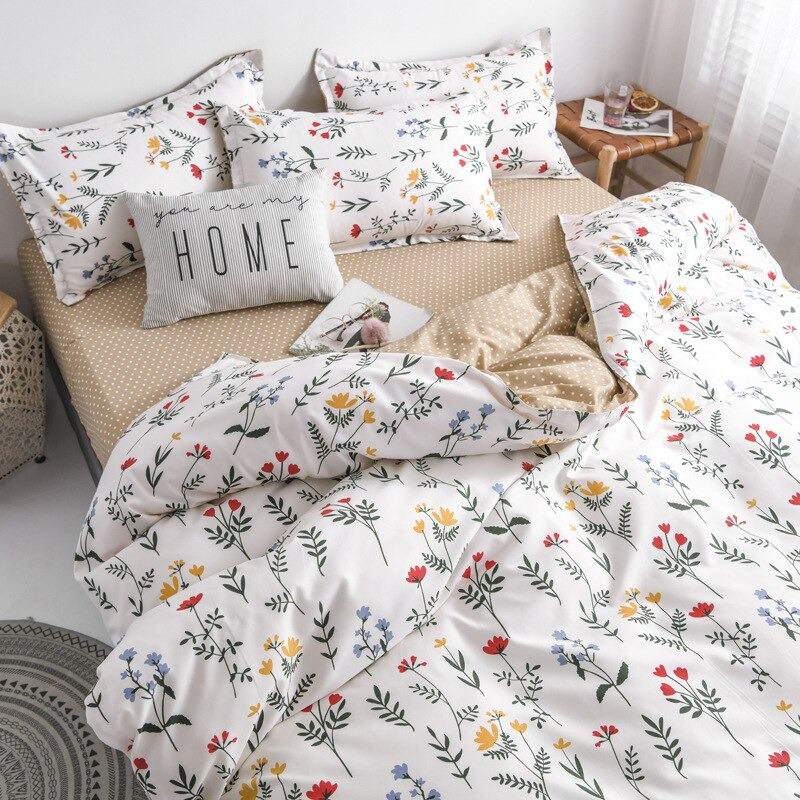 Fresh Floral Bedding Set AESTHETIC_Cottagecore bed sheet bedsheets dotted flowers polka dot SUB CATEGORY_Bedding Sets