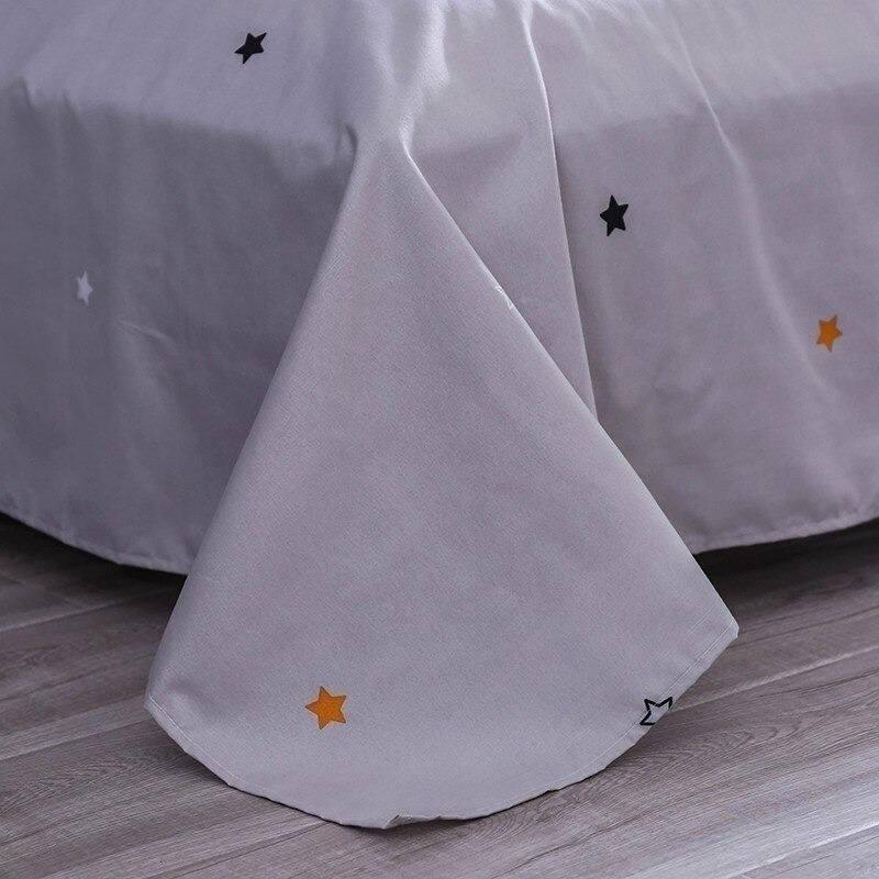 Yellow Sleepy Eyes Bedding Set bed sheet bedsheets bright duvet cover duvet set stars