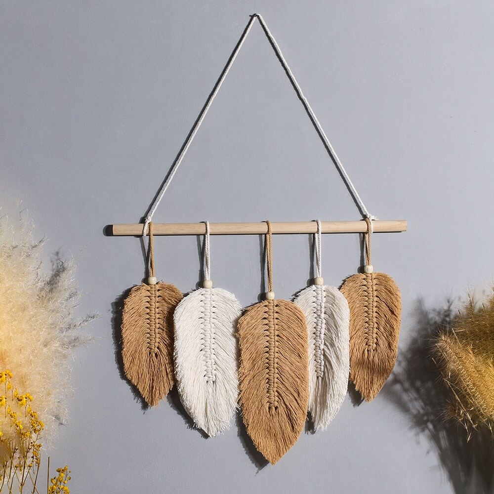 Macrame Feather Boho Wall Hanging Decor AESTHETIC_Boho macrame hanging SUB CATEGORY_Wall Decor