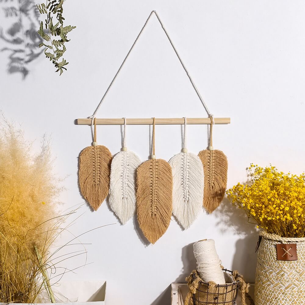 Macrame Feather Boho Wall Hanging Decor AESTHETIC_Boho macrame hanging SUB CATEGORY_Wall Decor