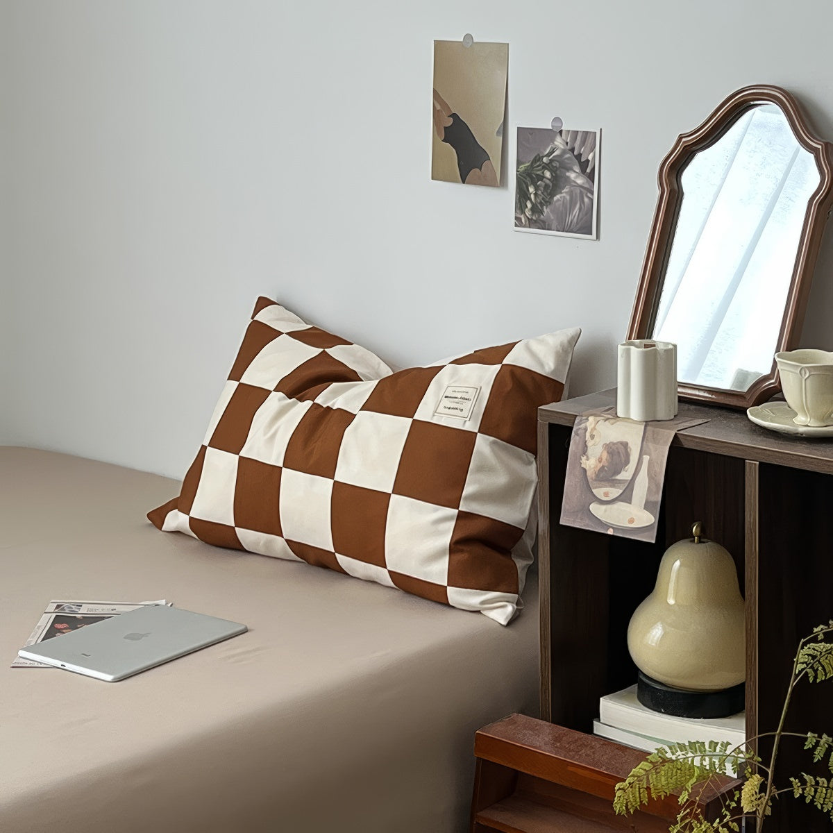 Brown Checkered Bedding Set