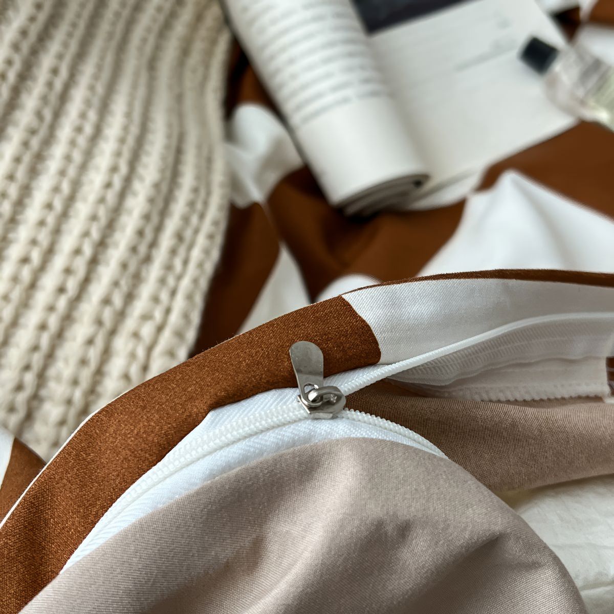 Brown Checkered Bedding Set