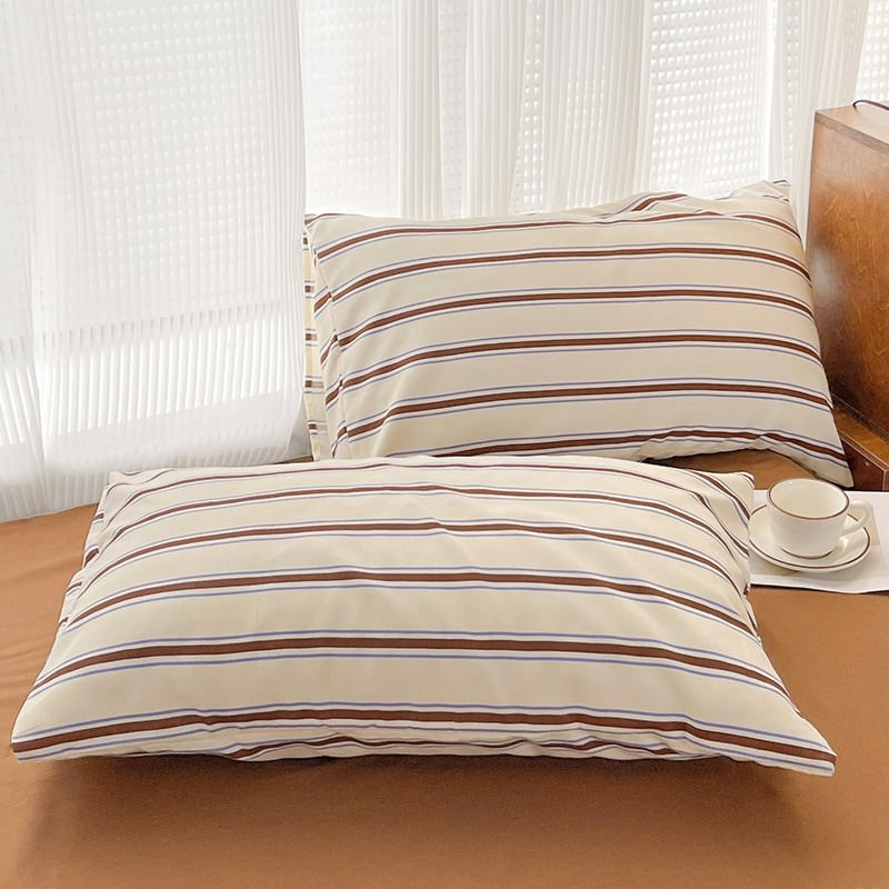 Brown Striped Minimalist Bedding Set bed sheet bedsheets duvet cover