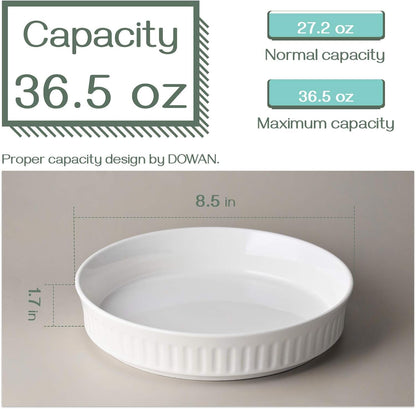 DOWAN Quiche Pan Set of 2-8 Inches Ceramic Pie Pan for Baking, Porcelain Tart Pan Deep Dish for Pie, Pizza, Crustless Quiche, Chicken Pot, round Pasta Serving Bowl Microwave Safe, White Bowl Sets Bowls Dining & Entertaining Dinnerware Dinnerware & Serveware Home & Kitchen Kitchen & Dining