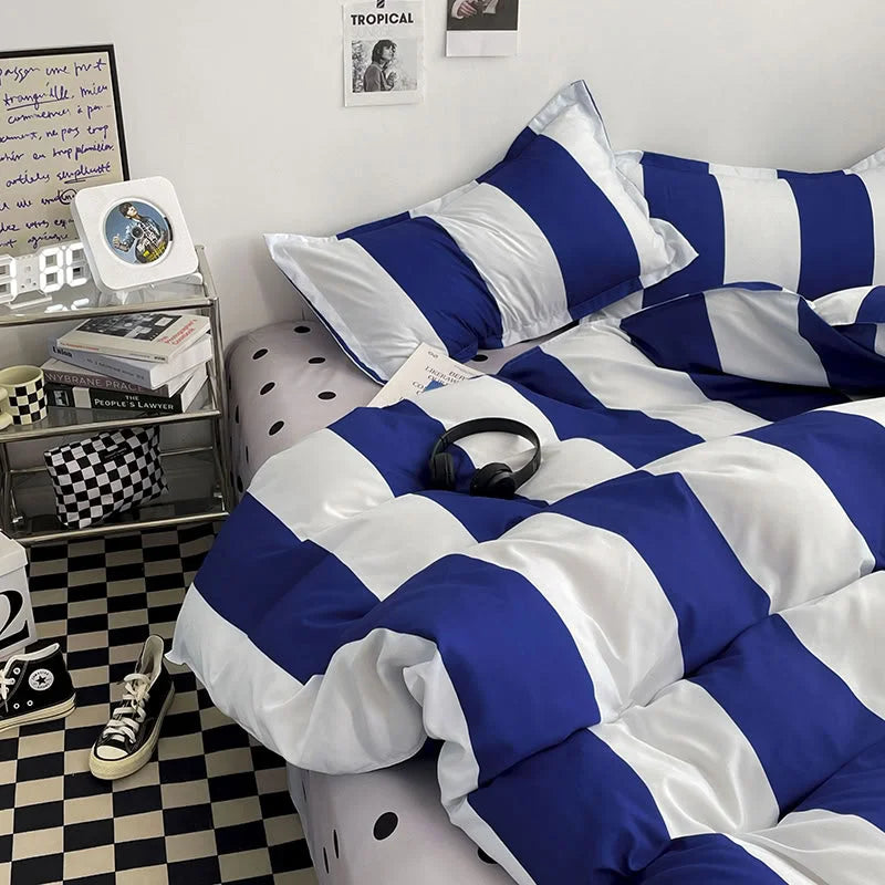 Soft Bold Stripe Cotton Bedding Set