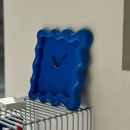 Wavy Squiggle Frame Minimalist Melamine Clock