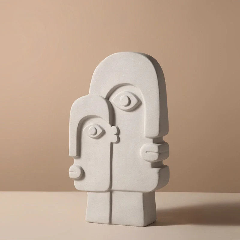Matte Abstract Face Ceramic Vase