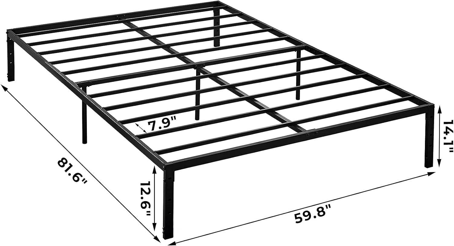 Greenforest Furniturer Bed Frame Queen Size Metal Platform 14 Inch Bed No Box Spring Needed, Heavy Duty Sturdy Bed with Mattress Foundation, Black Bed Frames Bedroom Furniture Beds Frames & Bases Furniture Home & Kitchen