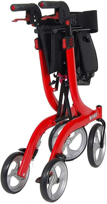 Drive Medical RTL10266-T Nitro DLX Foldable Rollator Walker with Seat, Red Medical Supplies & Equipment Mobility & Daily Living Aids Mobility Aids & Equipment Rollators & Accessories Rolling Walkers Walkers