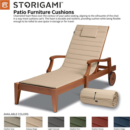 Classic Accessories Storigami Water-Resistant 72"L X 21"W Chaise Lounge Cushion, Antique Beige, Chaise Lounge Cushions Outdoor, Lounge Chair Cushion, Patio Furniture Cushions Cushions Lawn & Garden Patio Patio Furniture & Accessories