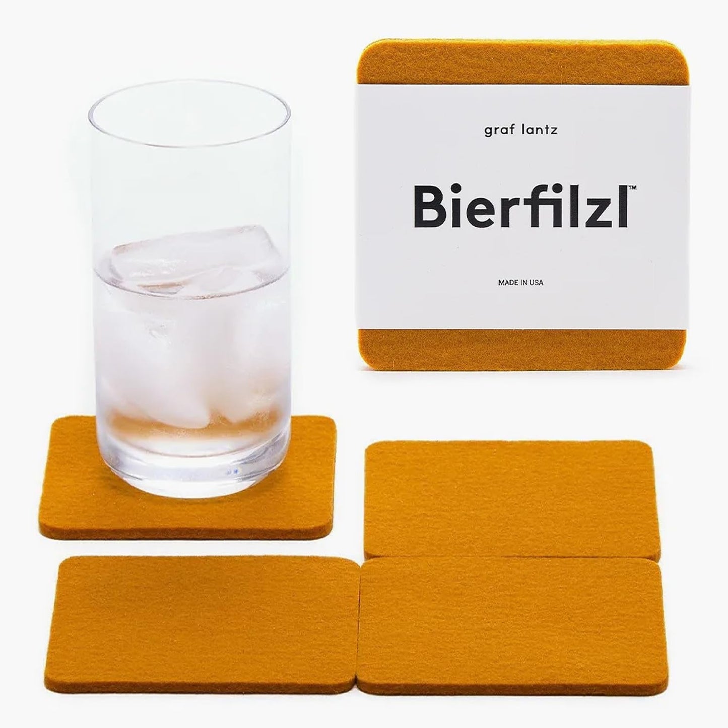 Graf Lantz - Bierfilzl Felt Coasters - Square - 100% Merino Wool - Moisture Wicking - Heat Resistant - Sustainable - Home Decor - Housewarming Gift - 4 Coaster Set - 4" X 4" X 5 Mm - Forest Bar Tools Bar Tools & Drinkware Coasters Dining & Entertaining Home & Kitchen Kitchen & Dining