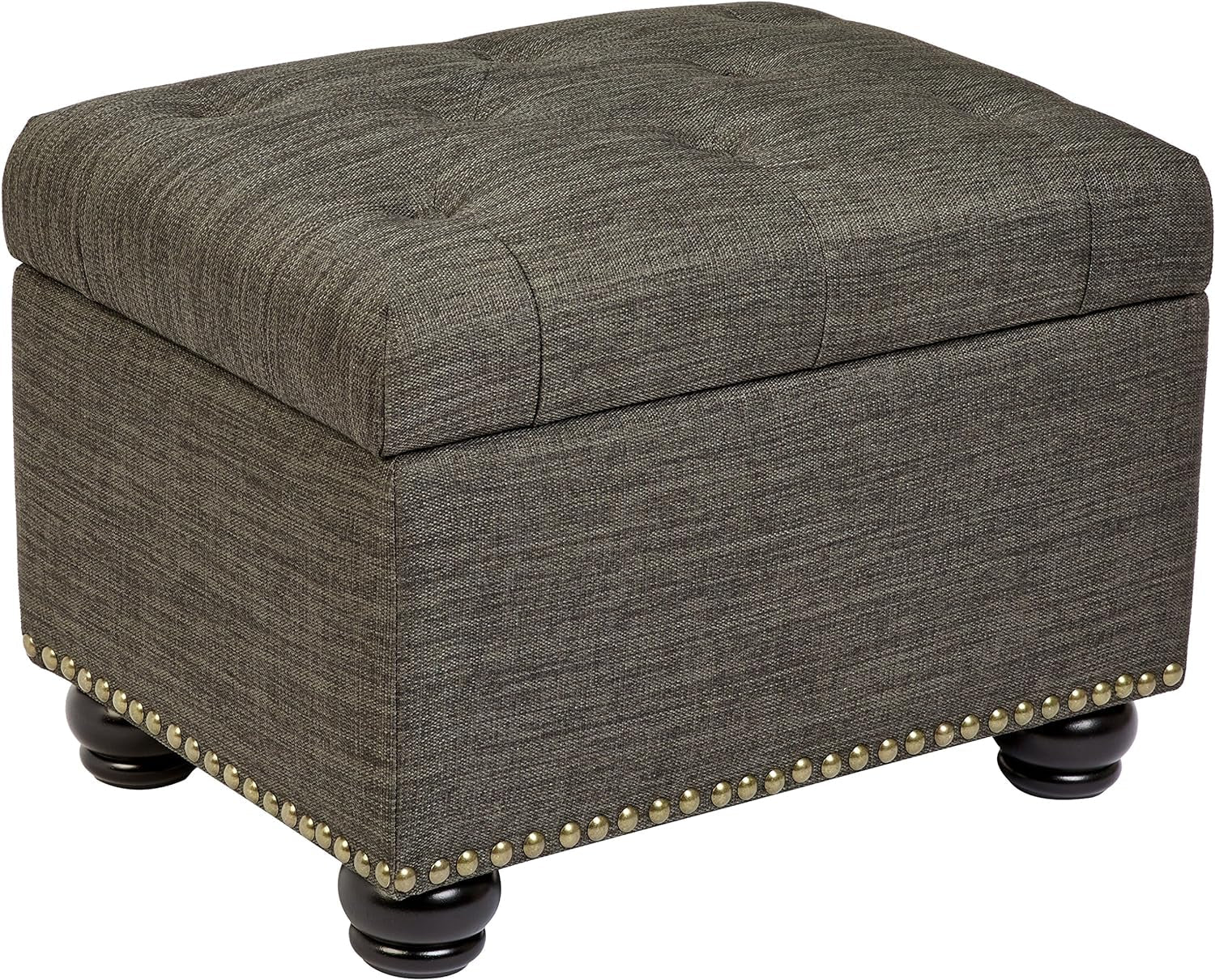 FIRST HILL FHW Grey 5Th Ave Modern Charcoal Linen Upholstered Storage Ottoman, Gray Furniture Home & Kitchen Living Room Furniture Ottomans