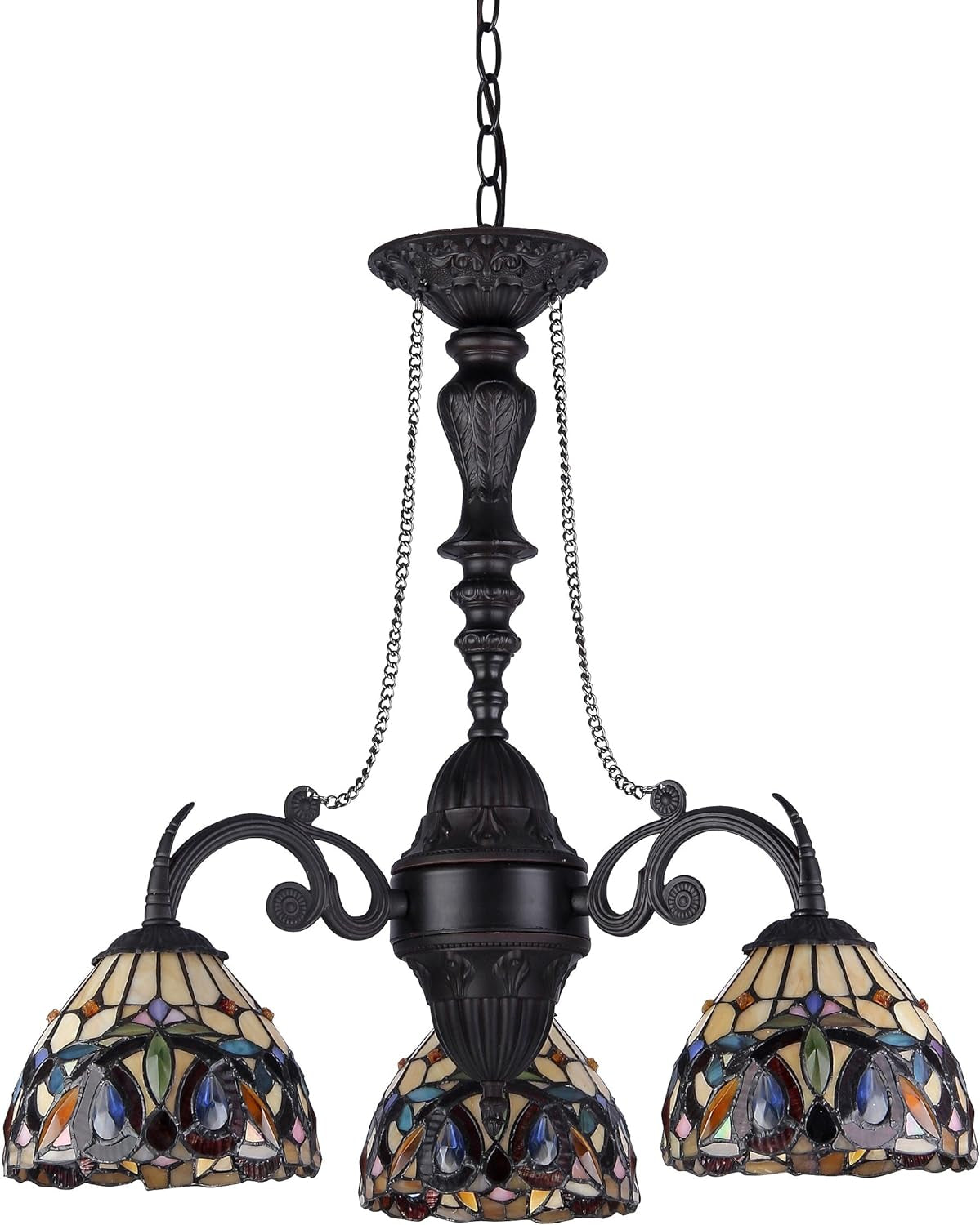 Chloe Lighting CH33353VR21-DC3 Serenity Tiffany-Style Victorian 3-Light Mini Chandelier, 25.8 X 20.5 X 20.5, Bronze Ceiling Lights Chandeliers Lighting & Ceiling Fans Tools & Home Improvement