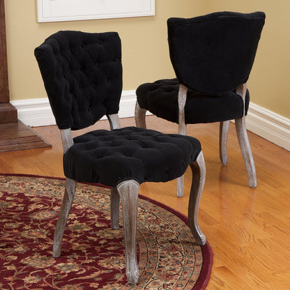 Christopher Knight Home Bates Tufted Fabric Dining Chairs, 2-Pcs Set, Black Chairs Dining Room Furniture Furniture Home & Kitchen