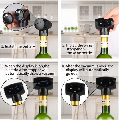 Electric Wine Stoppers,Dekinmax Reusable Wine Bottle Stopper,Automatic Eletric Vacuum Wine Stopper,Wine Saver Vacuum Pump Keep Wine Fresh,Best Gift Accessories for Wine Lover Bar & Wine Tools Home & Kitchen Kitchen & Dining Kitchen Utensils & Gadgets Wine Stoppers Wine Stoppers & Pourers