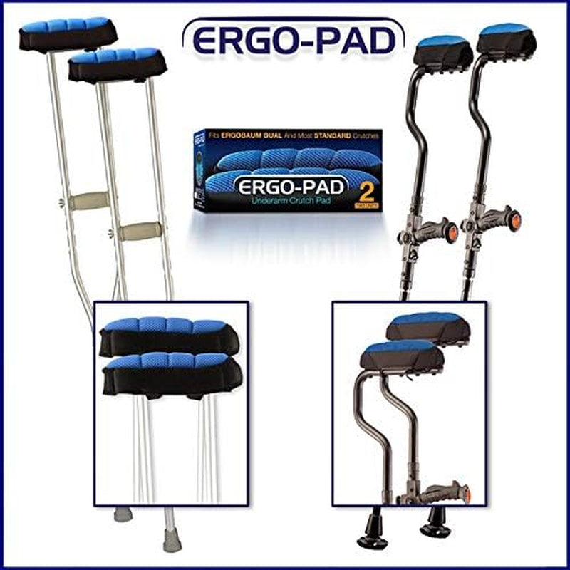 Ergopad- Soft Ergonomic Double-Layer Foam Padding for Walking Arm Crutches - Universal Underarm Double Padded Forearm Handle Crutch Pillow Covers with Lateral Cushioned Support (2 Unit Pack-Universal) Canes Crutch Accessories Crutch Pads Crutches & Accessories Medical Supplies & Equipment Mobility & Daily Living Aids Mobility Aids & Equipment