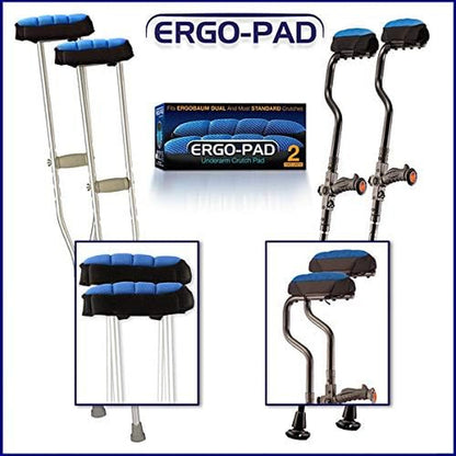 Ergopad- Soft Ergonomic Double-Layer Foam Padding for Walking Arm Crutches - Universal Underarm Double Padded Forearm Handle Crutch Pillow Covers with Lateral Cushioned Support (2 Unit Pack-Universal) Canes Crutch Accessories Crutch Pads Crutches & Accessories Medical Supplies & Equipment Mobility & Daily Living Aids Mobility Aids & Equipment