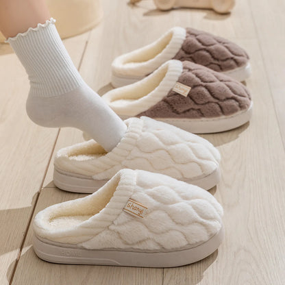 Plush Diamond Quilted Cotton House Slippers