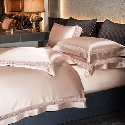 Willa Rose Gold Modern Satin Egyptian Cotton Bedding Set