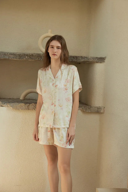 Silky Watercolor Floral Cotton Sateen Pajama