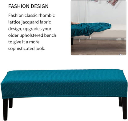 Dining Room Bench Cover,Stretch Jacquard Dining Bench Cover,Spandex Upholstered Bench Seat Slipcovers Soft Rectangle Furniture Protector for Kitchen Dining Bench Seat Protector(Blue) Dining Chair Slipcovers Home & Kitchen Home Décor Products Slipcovers