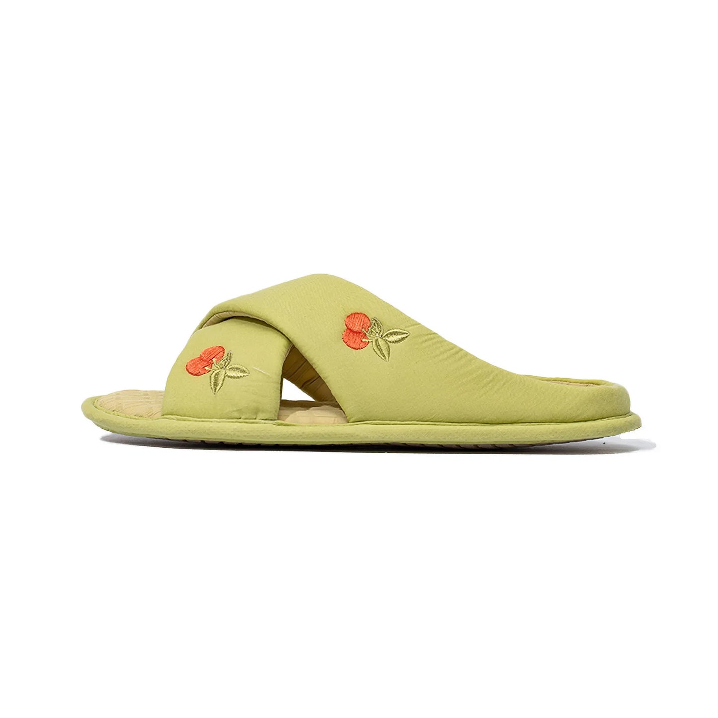 Soft Embroidered Cherry Plush House Slippers