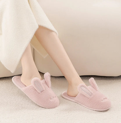 Plush Bunny Ear Faux Fur House Slippers
