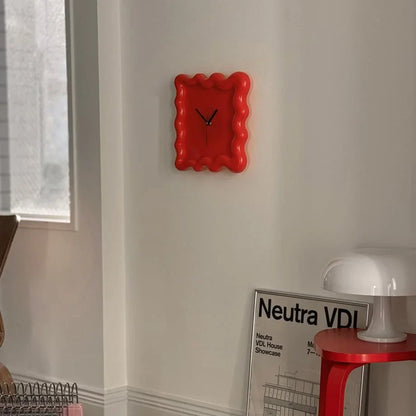 Wavy Squiggle Frame Minimalist Melamine Clock