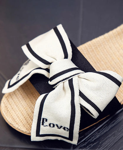 Breathable Woven "Love" Bow Linen House Slippers