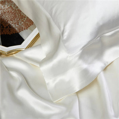 Eloise Pearl White Luxury Pure Mulberry Silk Bedding Set