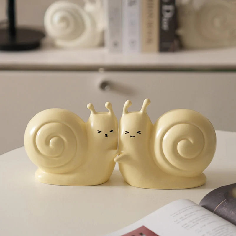 Smooth Smiley Snail Ceramic Bookends