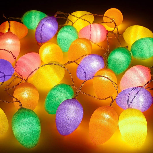 ELCOHO 13.2 Feet 30 Lights Easter Eggs LED String Lights Bright Color Glitter Easter Egg Decoration for Easter Decoration Home Tree Banister Party Home & Kitchen Indoor String Lights Seasonal Décor Seasonal Lighting