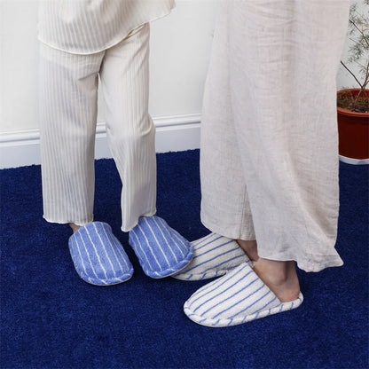 Soft Terry Pinstripe Cotton House Slippers