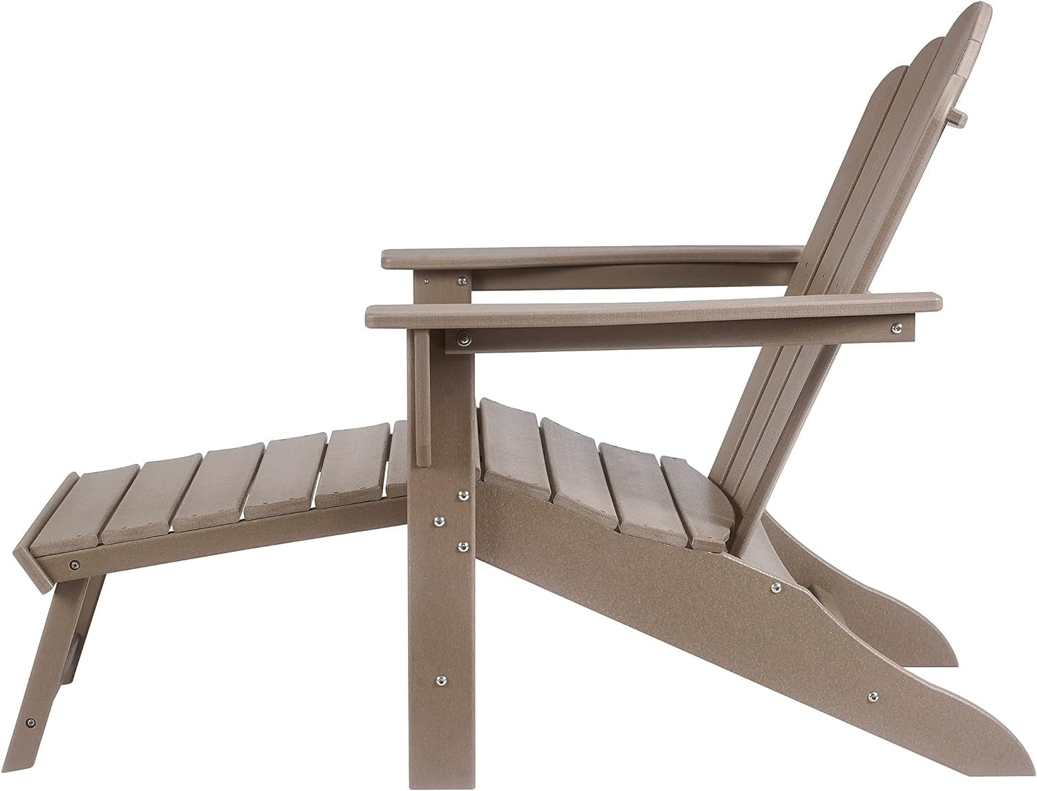 Outdoor Adirondack Chair, Classic Adirondack Chair with Ottoman, Weather Resistant Chairs for Patio, Garden, Beach, Pool, Brown Adirondack Chairs Chairs Lawn & Garden Patio Patio Furniture & Accessories Patio Seating