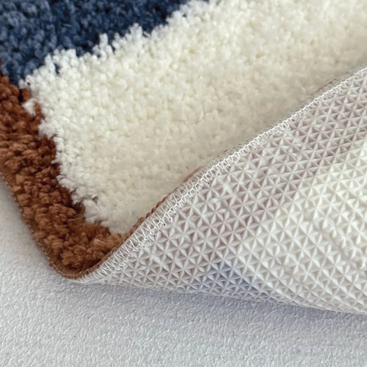 Plush Shaggy Striped Polyester Accent Rug
