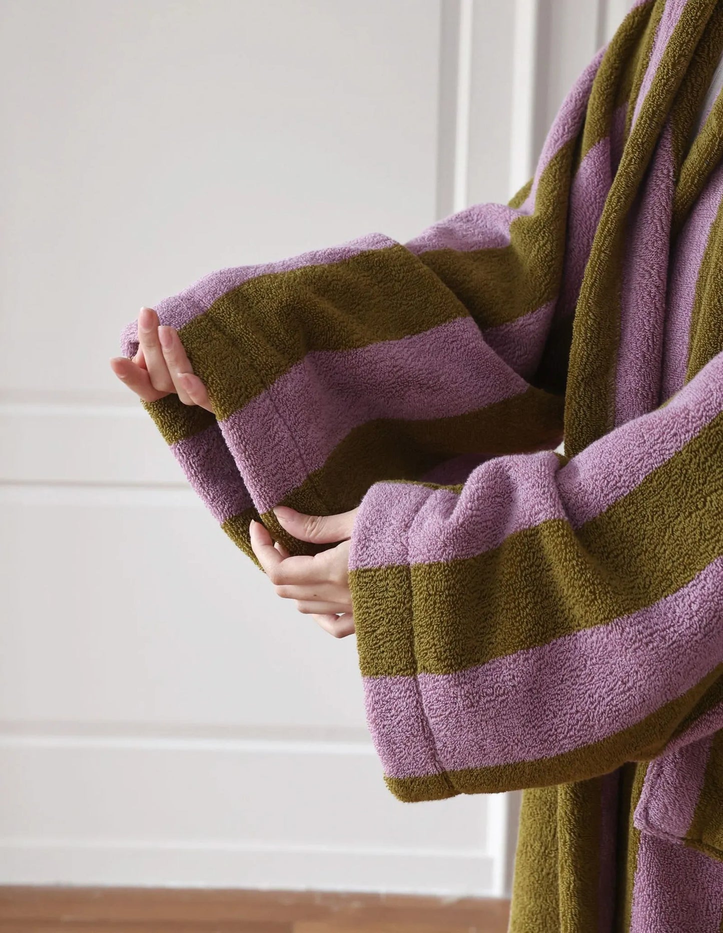 Plush Wide Striped Cotton Robe