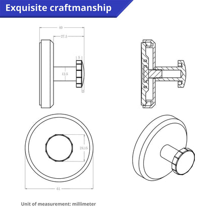 No-Punch Bathroom Metal Suction Cup Hook