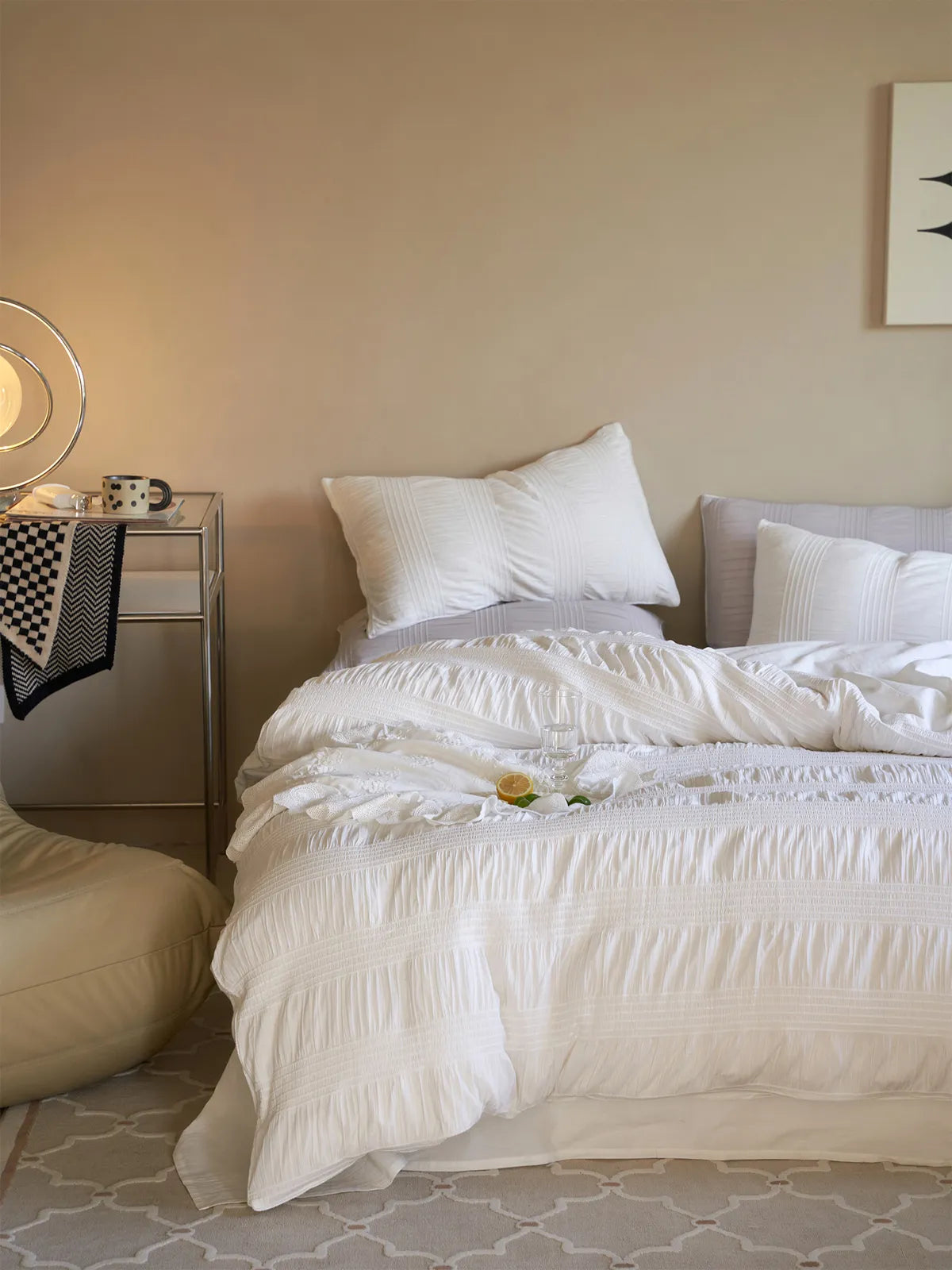 Textured Pintuck Washed Cotton Bedding Set