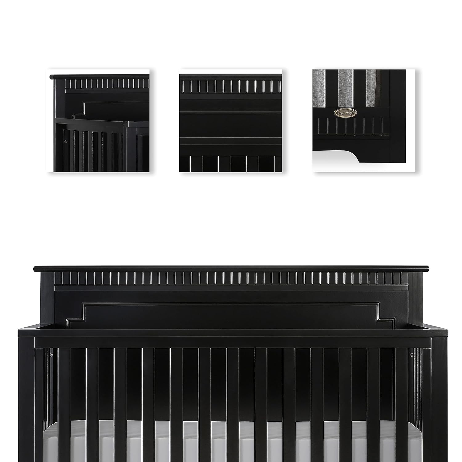 Morgan 5 in 1 Convertible Crib in Black, Greengaurd Gold Certified, Built of Sustainable New Zealand Pinewood Baby Products Cribs Furniture Infant & Toddler Beds Nursery