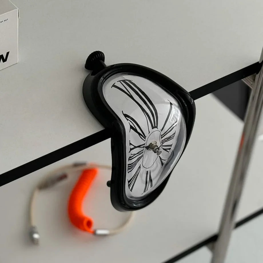 Surrealist Melting ABS Table Clock, Dali-Inspired Shelf Decor