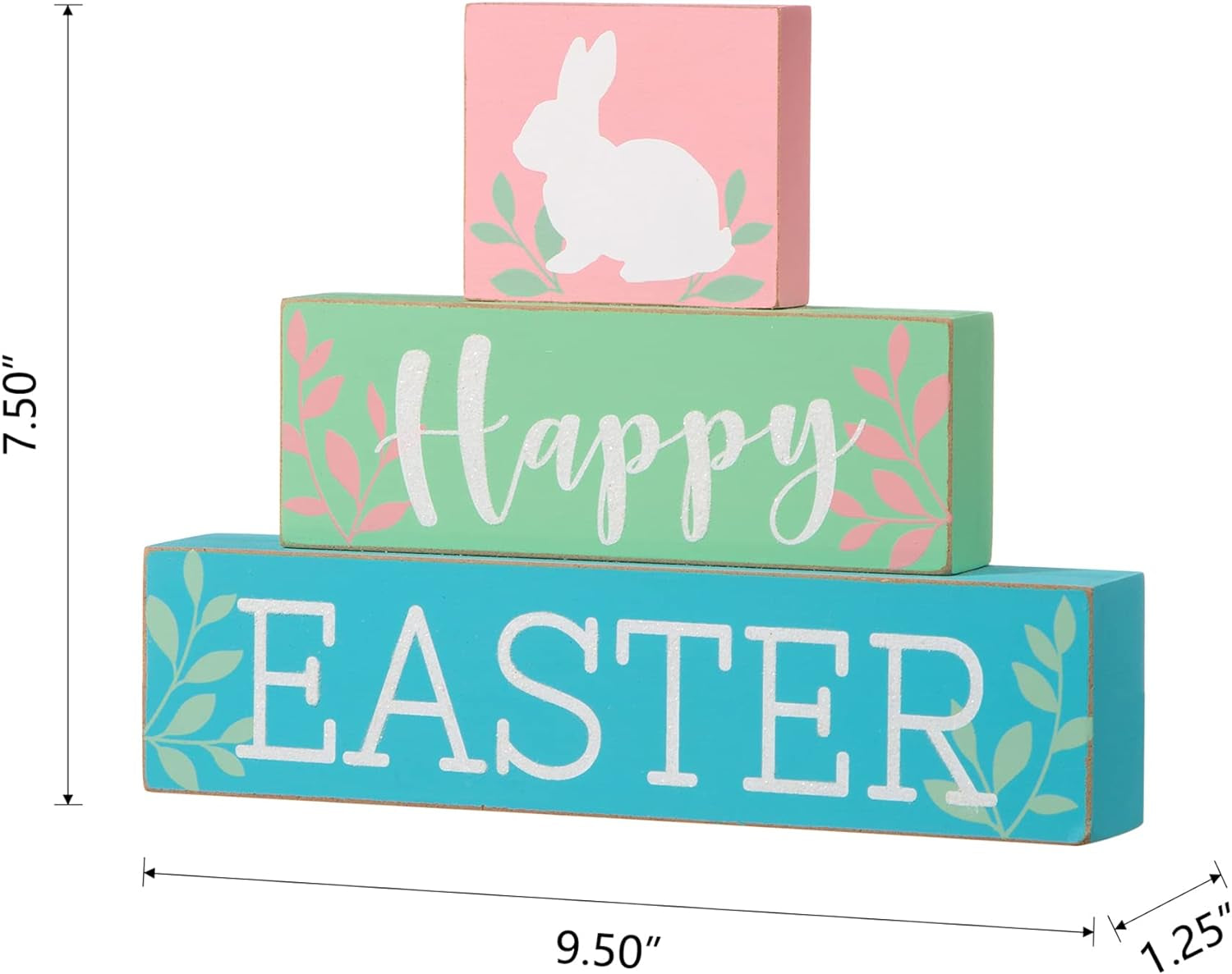 Glitzhome Wooden Block Table Sayings Happy Easter Bunny Holiday Decorations Signs, Multi-Color Decorative Accessories Decorative Signs & Plaques Home & Kitchen Home Décor Accents Home Décor Products