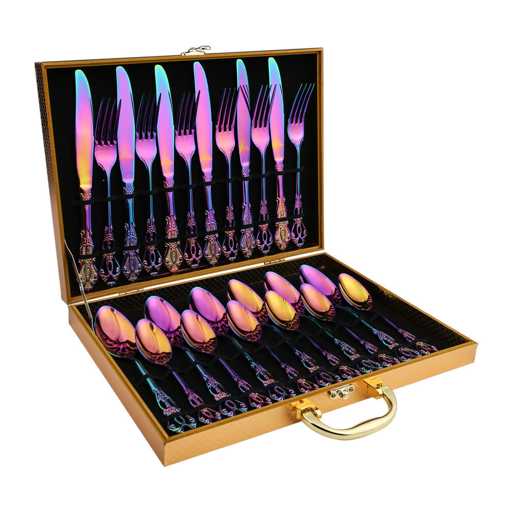 Dalia Rainbow Hammered Stainless Steel Cutlery Set