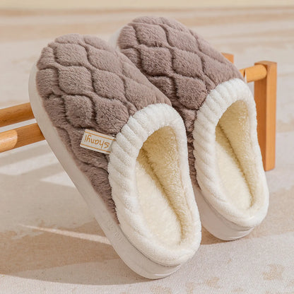 Plush Diamond Quilted Cotton House Slippers