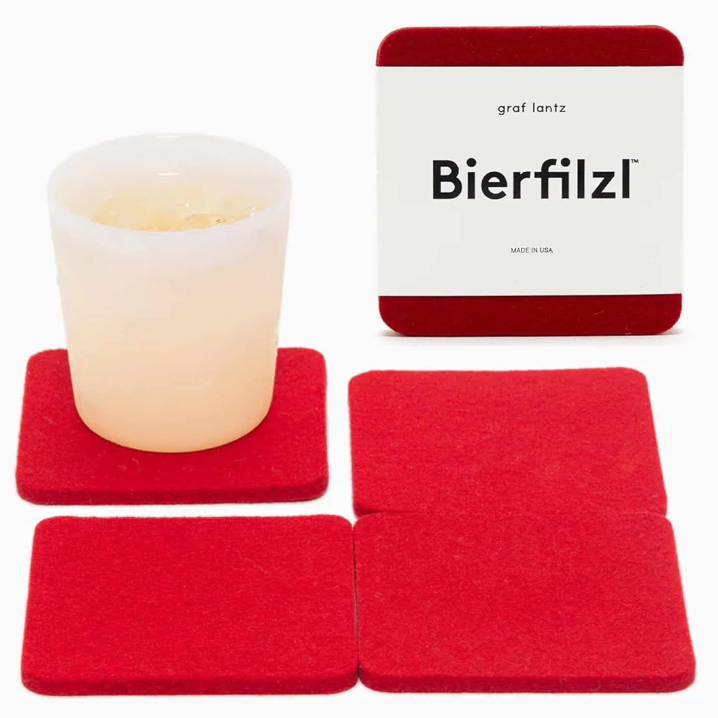 Graf Lantz - Bierfilzl Felt Coasters - Square - 100% Merino Wool - Moisture Wicking - Heat Resistant - Sustainable - Home Decor - Housewarming Gift - 4 Coaster Set - 4" X 4" X 5 Mm - Forest Bar Tools Bar Tools & Drinkware Coasters Dining & Entertaining Home & Kitchen Kitchen & Dining