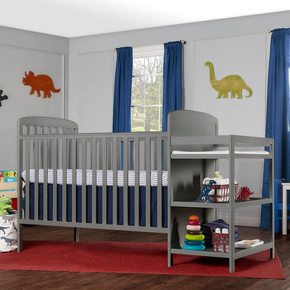 Anna 3-In-1 Full-Size Crib and Changing Table Combo in Steel Grey, Greenguard Gold Certified, Non-Toxic Finishes, Includes 1" Changing Pad, Wooden Nursery Furniture Baby Products Changing & Dressing Changing Tables Furniture Nursery