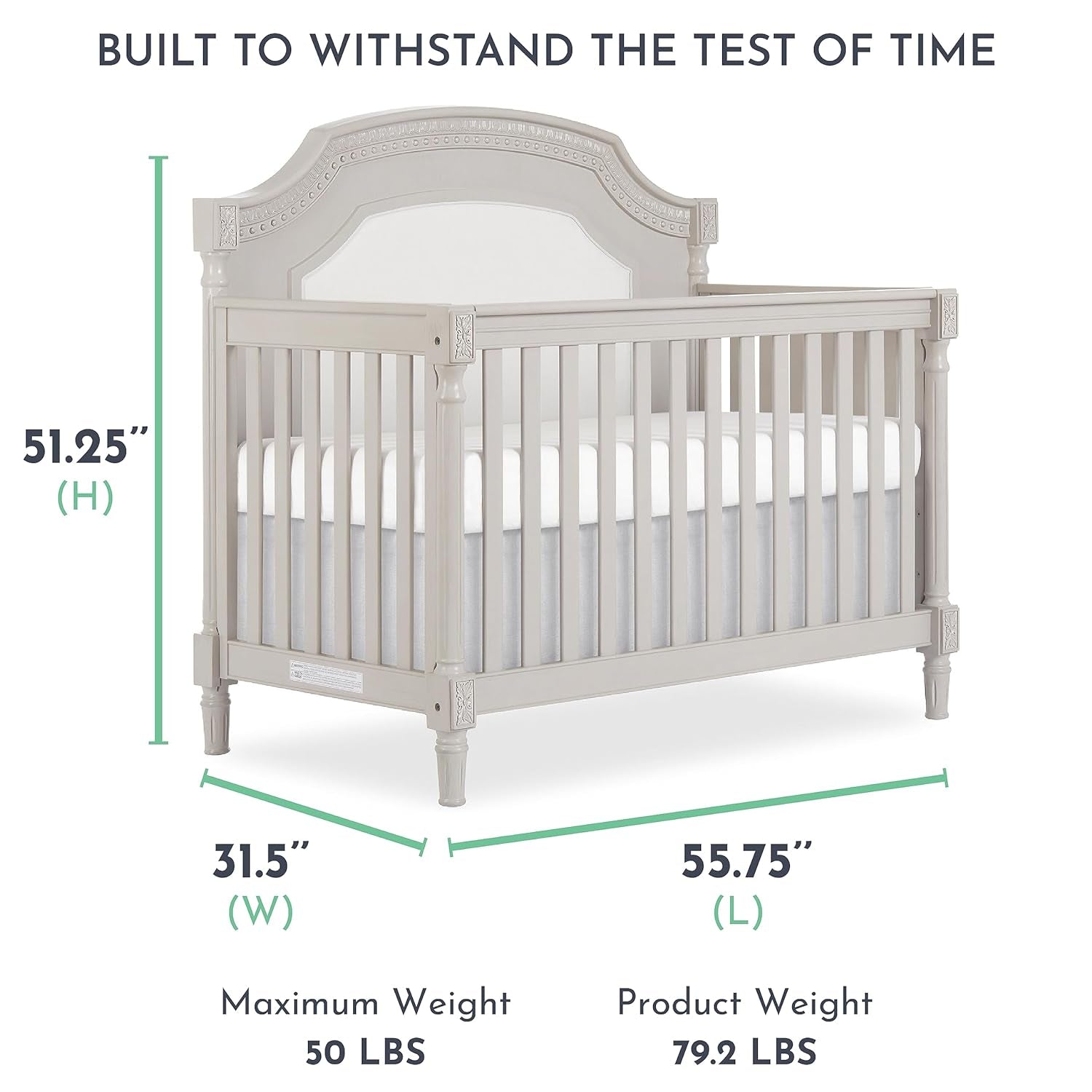 Evolur Julienne 5-In-1 Convertible Crib in Cloud, Greenguard Gold Certified , 55.5X31.2X51.5 Inch (Pack of 1) Baby Products Cribs Furniture Infant & Toddler Beds Nursery