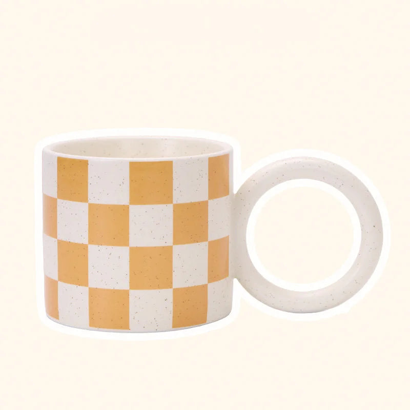 Chunky Checkered Ceramic Mug