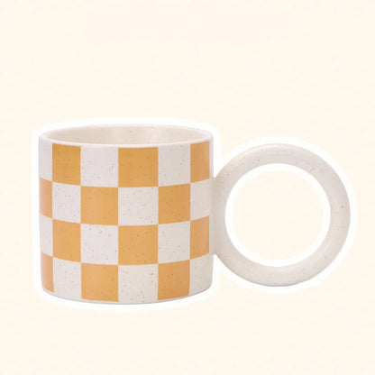 Chunky Checkered Ceramic Mug