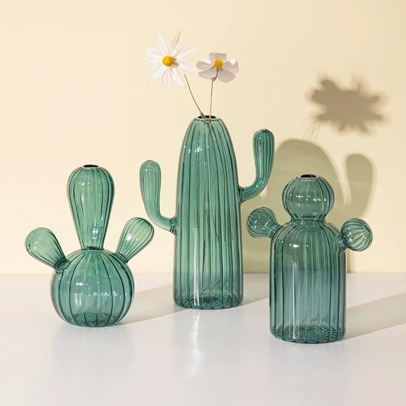 Cactus Shaped Glass Vase