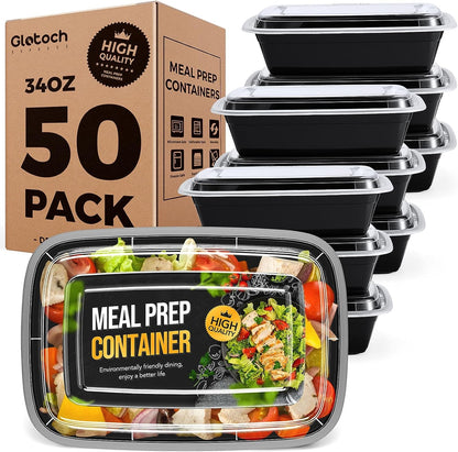 Glotoch 50 Pack 32 Oz Meal Prep Containers Reusable, 2 Compartment Food Containers with Lids to Go Containers, Lunch-Microwave,Freezer,Dishwasher Safe Boxes Disposables Food Service Equipment & Supplies Industrial & Scientific Take Out Containers